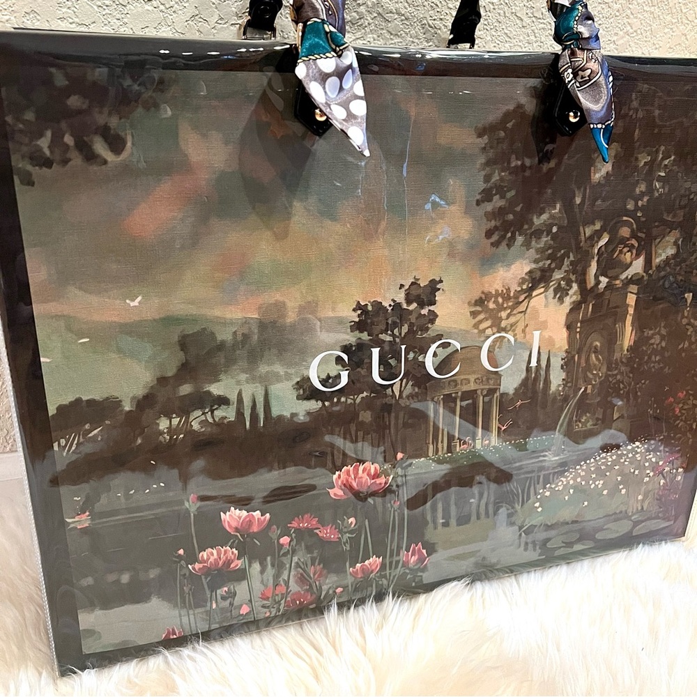 Gucci Large Limited Edition Shopping Bag Tote with PVC TPU Clear Cover Handmade - Picture 5 of 10